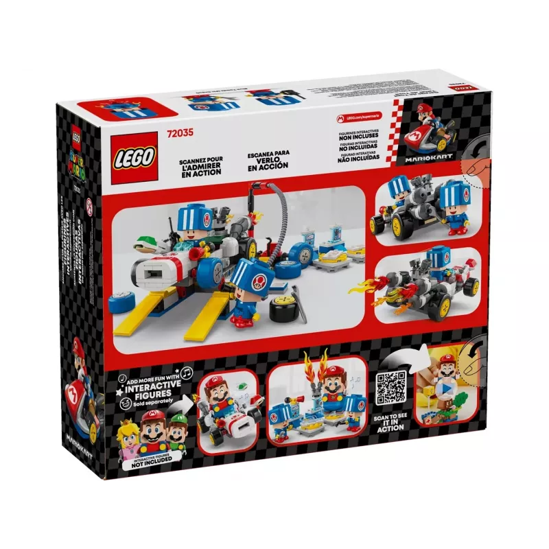 Giocattolo da costruzione set LEGO 72035 Super Mario Mario Kart officina di Toad, livelli interattivi e personaggi