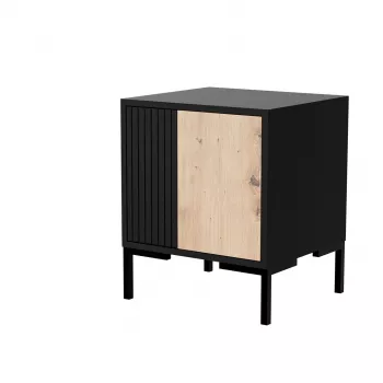 Comodino Cama Meble MERCI 44x40x52,5 cm, nero e rovere, MDF/truciolare, confezione da 2