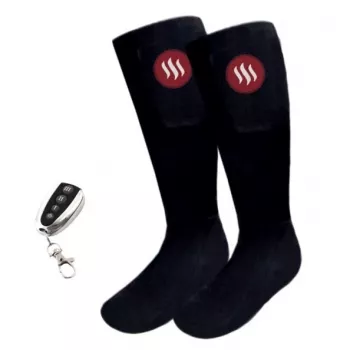 Calze sportive Glovii GQ2L unisex L con elemento riscaldante integrato, misto cotone-elastan, nero/rosso