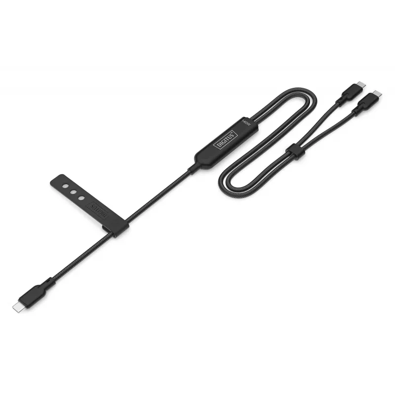 DIGITUS cavo di ricarica USB-C 2in1 140W, USB-C a 2×USB-C, 1,8 m, USB 2.0, nero