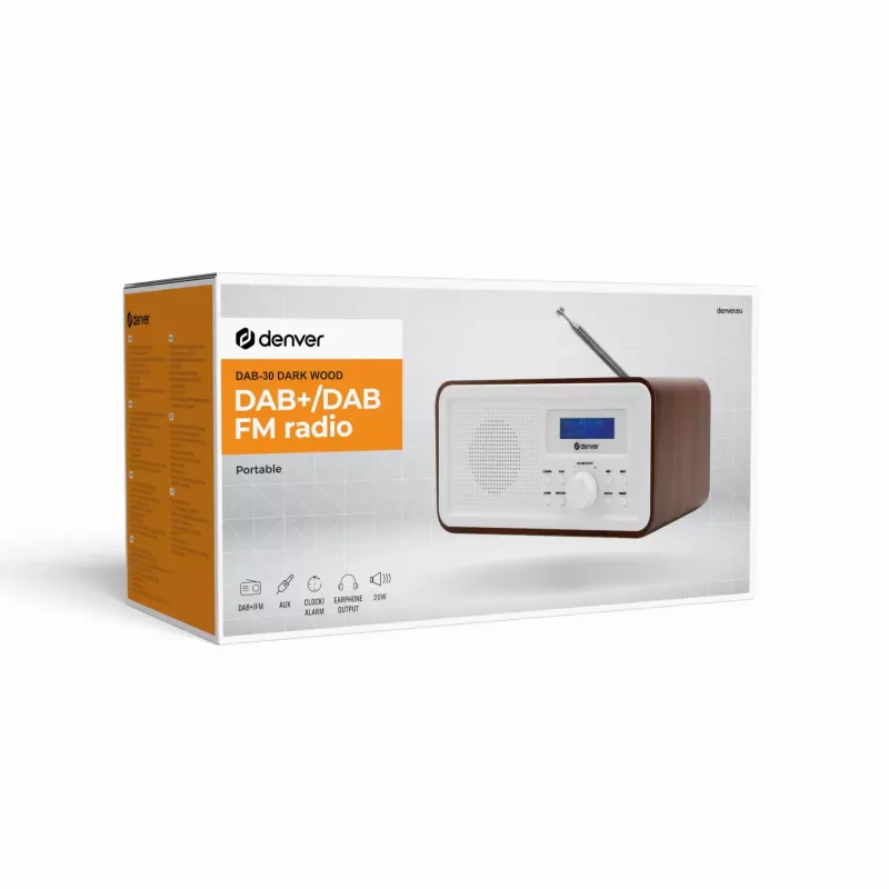 Radio DENVER DAB-30DW radio da tavolo DAB/FM con finitura in legno scuro