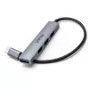 Hub USB-C Unitek H1208B — 1x USB-A 5 Gbit/s, 3x USB-A 2.0, host USB-C, case in alluminio, cavo 0,20 m