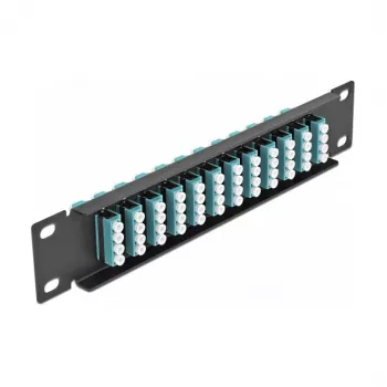 Patch panel fibra ottica DeLOCK 10 pollici 12 porte LC quad acqua 1U nero