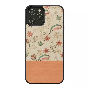 Custodia protettiva man and wood per iPhone 12 Pro Max – fiore rosa su nero