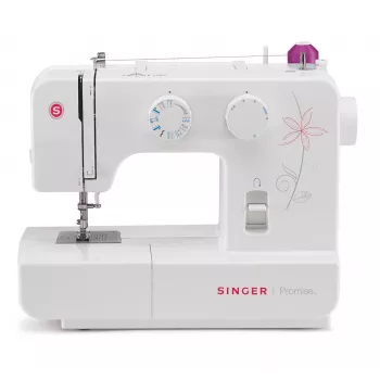 Macchina per cucire automatica SINGER Promise 1412 — elettrica, 12 punti integrati, selettore rotante, bianca