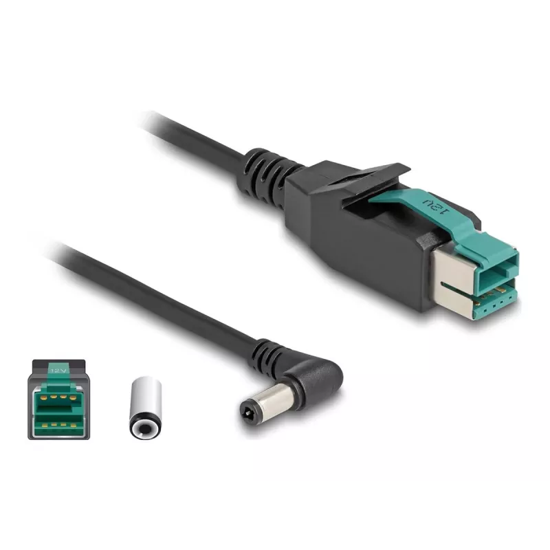 DeLOCK Cavo PoweredUSB connettore maschio 12 V a DC 5,5 x 2,5 mm connettore maschio angolare 1 m
