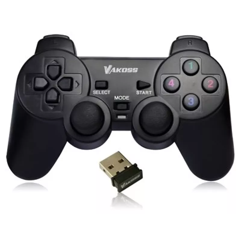 VAKOSS GP-4705BK gamepad wireless USB, PC/PS3, vibrazione dual shock, analogico/digitale, nero