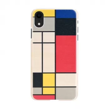 Custodia per smartphone man and wood per iPhone XR – retro in legno, cornice bianca
