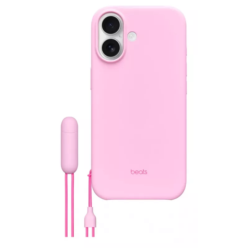 Custodia con kickstand per iPhone 17 Apple Beats compatibile MagSafe con controllo fotocamera, Pebble Pink, PC e microfibra