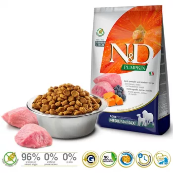 FARMINA N&D Pumpkin Lamb&Blueberry Adult Medium & Maxi - Crocchette per cani - 12 kg