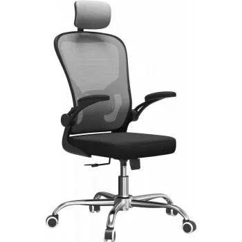 Sedia da ufficio top e shop DORY SZARY — seduta imbottita, schienale in rete, 650×620 mm, altezza fino a 122 cm