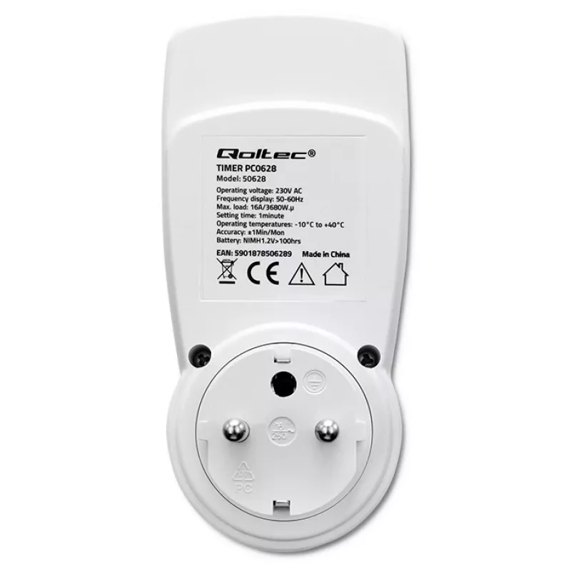 Timer elettronico QOLTEC PC0628 con display LCD, conto alla rovescia 24 ore