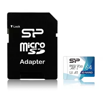 Scheda di memoria MicroSDXC Silicon Power Superior Pro 64 GB UHS-III U3 V30 100/80 MB/s con adattatore SD