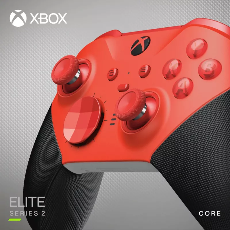 Microsoft Xbox Elite Wireless Controller Series 2 - Core - gamepad - wireless - Bluetooth - rosso - per PC, Microsoft Xbox Series S, Microsoft Xbox Series X, Microsoft Xbox One, And