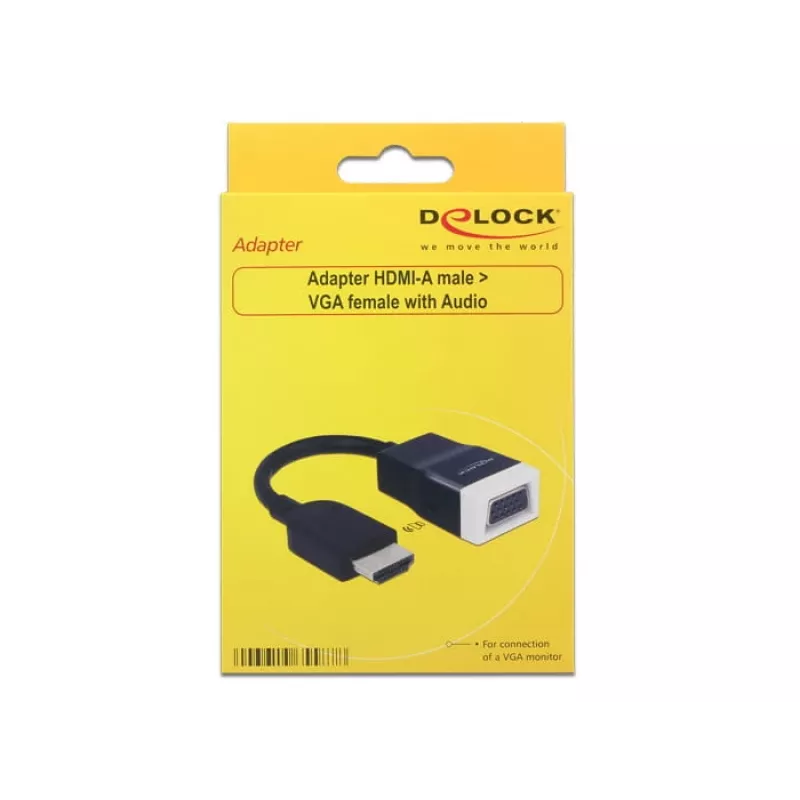 Delock 65587 adattatore HDMI-A maschio a VGA (D-Sub 15) femmina con audio, nero/bianco