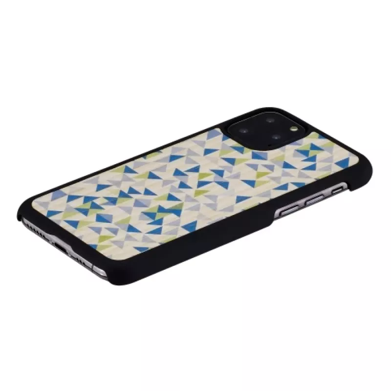 Custodia per smartphone man and wood per iPhone 11 Pro – triangolo blu su nero, guscio rigido protettivo