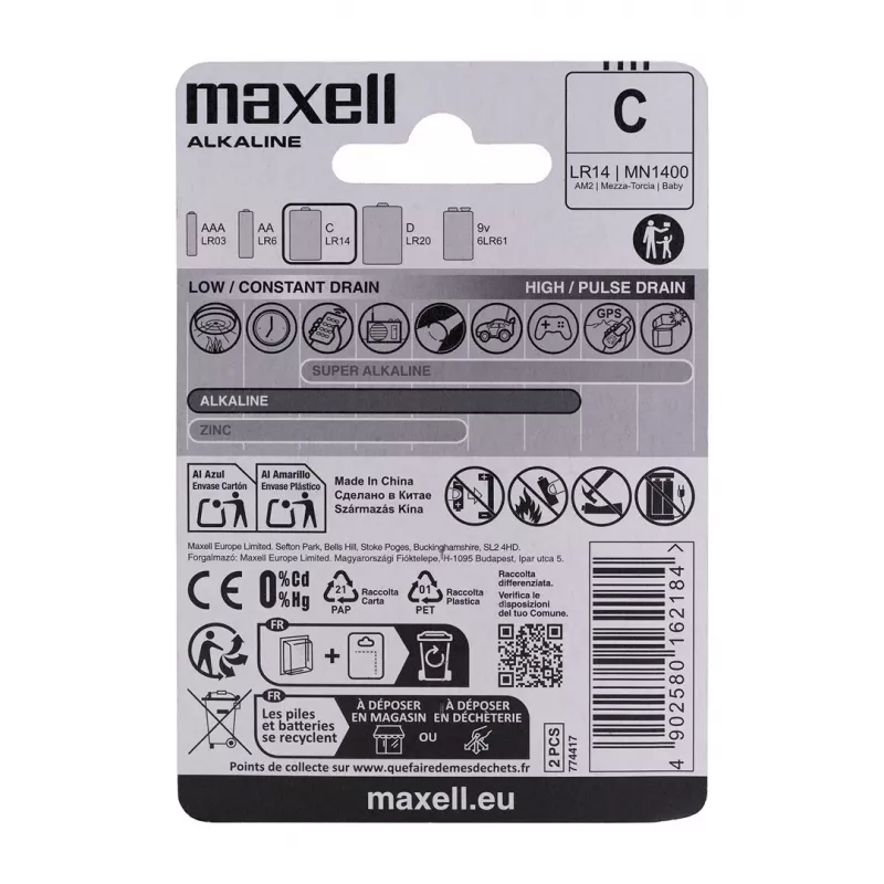Maxell LR14 (C) batteria alcalina, 2 pz.
