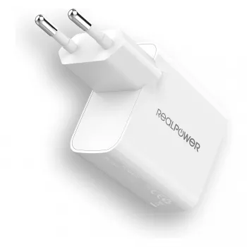 Caricabatterie RealPower PC-20 smartphone tablet bianco