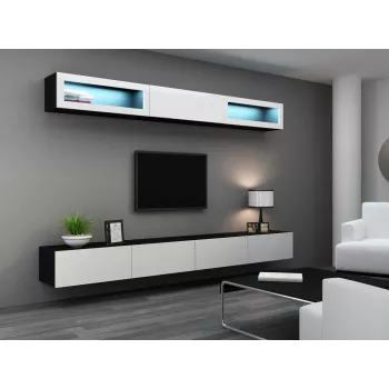Armadietto Cama VIGO 90 chiuso 90/35/32 nero/bianco lucido