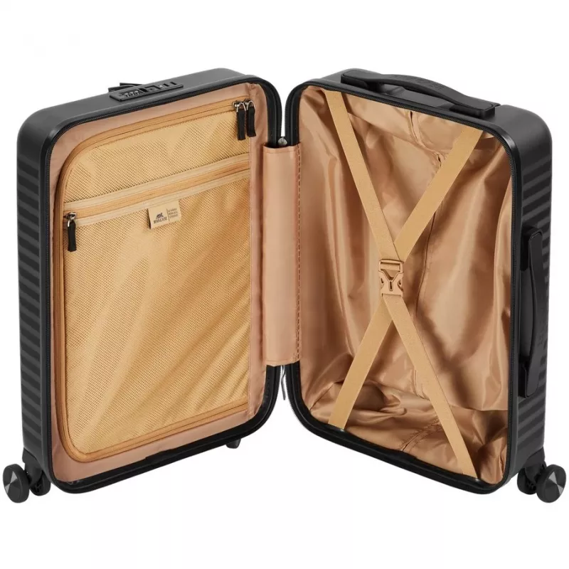 Trolley da cabina Rivacase Clark ECO 8181 — trolley compatto da bagaglio a mano, nero