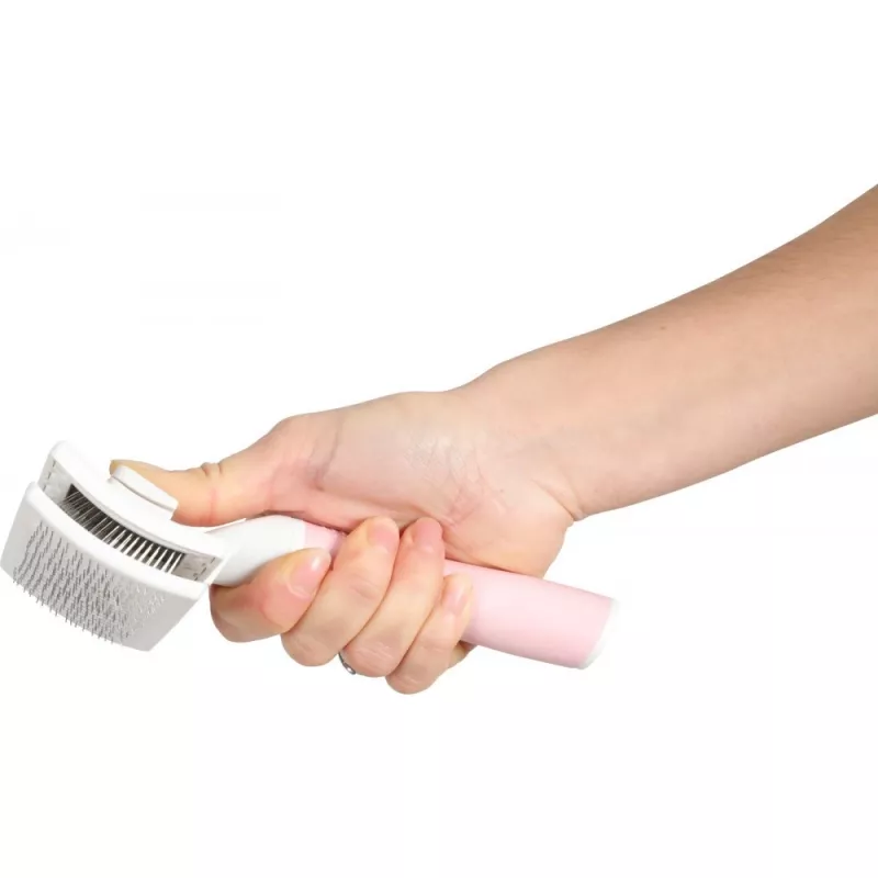 Spazzola ZOLUX 550004 — spazzola per gatti S, setole in acciaio, manico in plastica, 175 mm, rosa/bianca