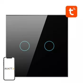 Interruttore luce intelligente Avatto ZTS02-EU-B2 ZigBee 2 vie nero, montaggio a parete, modello EU