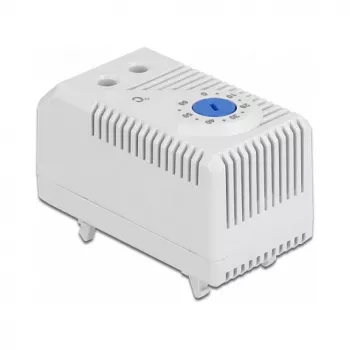 Termostato DELOCK 66823, custodia in plastica IP20, 30 W, 250 V, 10 A, 43×60×33 mm, blu/grigio