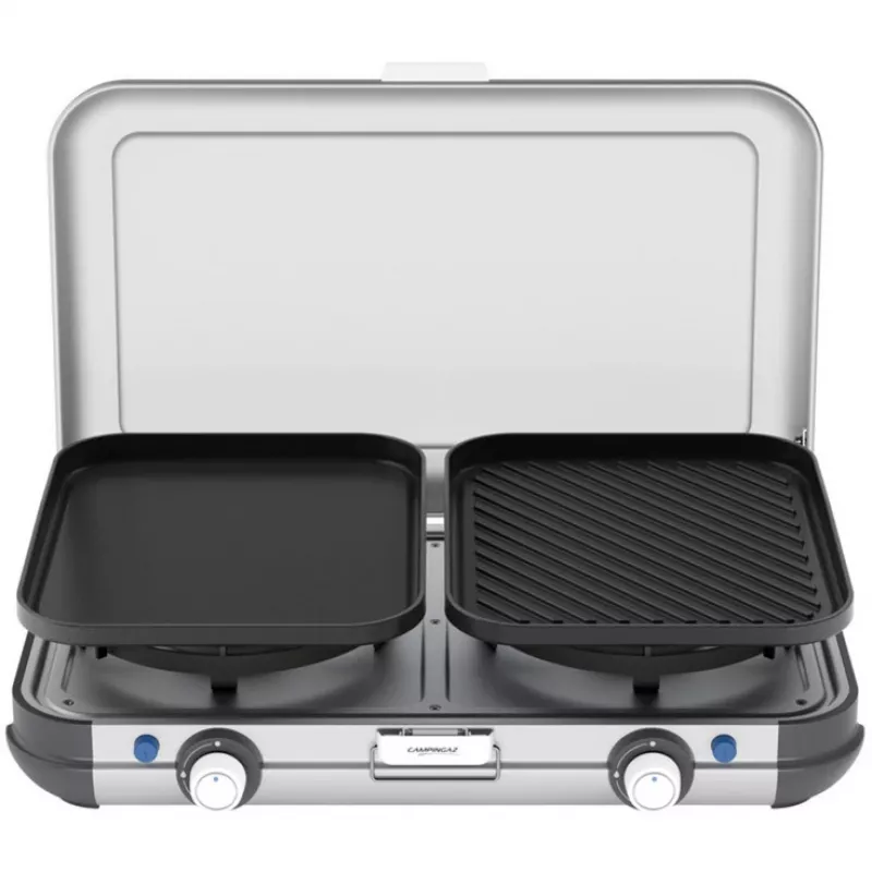 Fornello da campeggio con griglia portatile Campingaz 2213311, 2 zone, 5,4 kg, 490×350 mm, nero/grigio/argento