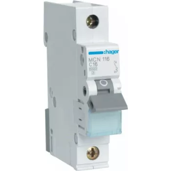 Hager MCN116 - 16 A - tipo C - 1 modulo - -25 - 60 °C - -25 - 80 °C - 17,5 mm