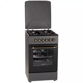 Cucina a gas/elettrica MPM MPM-56-KRM-13, 4 zone di cottura, forno elettrico 58 L, manopole meccaniche, nero