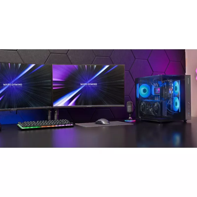 Case PC midi tower TACENS Mars Gaming MC-INFINIOLITE, nero, vetro temperato, supporta ATX/Micro-ATX/Mini-ITX, ventola 120 mm