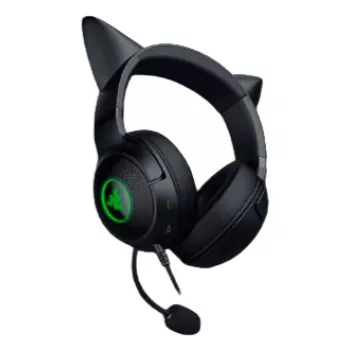 Kraken Kitty V2 - nero, headset gaming, orecchie Kitty, illuminazione reattiva allo streaming, microfono cardioide HyperClear, driver TriForce da 40 mm, microfono integrato nei padiglioni, Razer Chroma RGB (orecchie e padiglioni), Surround Sound: disponibile solo con
