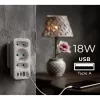 Power splitter MACLEAN MCE248 F/W — 3 prese AC (1×16A, 2×6A) + 4×USB (2×A, 2×C PD 20W), spina EU, bianco