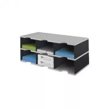 Contenitore per documenti styrodoc trio in polistirene nero - grigio (268-0322.98)
