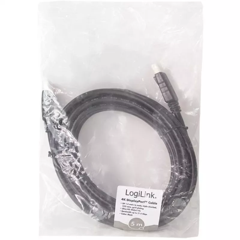 LogiLink CD0103 cavo DisplayPort DP/M a DP/M, 4K/60Hz, CCS, nero, 5m (CD0103)