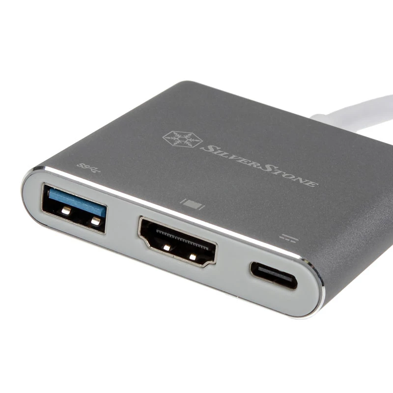 SilverStone SST-EP08C - Adattatore USB 3.1 Type-C a HDMI/USB Type-C/USB Type-A - Argento