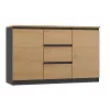 Cassettiera Topeshop 2D3S ANT/ART BA KPL — antracite e rovere, 3 cassetti, struttura in truciolare