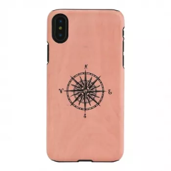 Custodia per smartphone man and wood per iPhone X/XS, nero, custodia protettiva con dettaglio bussola