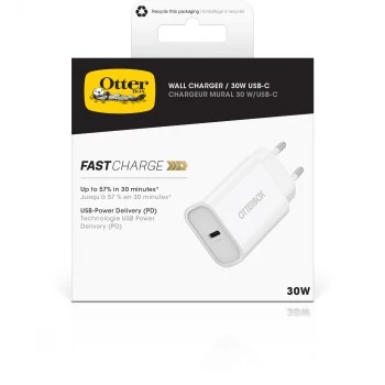 Caricabatterie da parete OTTERBOX 30W USB-C PD bianco — uscita 30W, singolo connettore USB-C