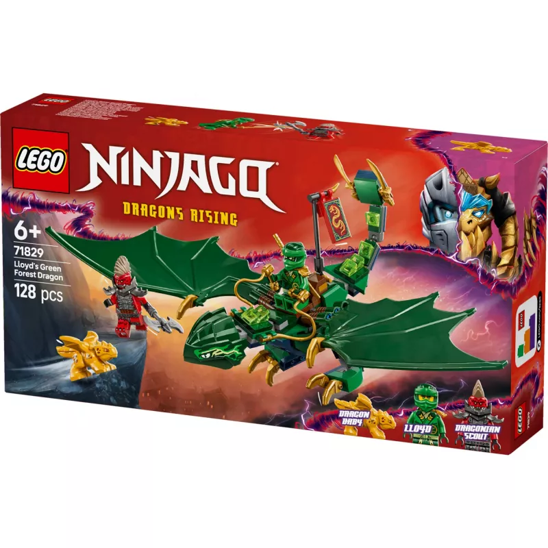 Giocattolo da costruzione LEGO NINJAGO 71829 Drago della foresta verde di Lloyd, 128 pezzi, 2 minifigure, da 6 anni