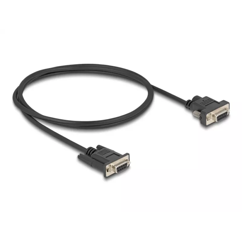 Delock cavo seriale RS-232, D-Sub 9 femmina con alimentazione sul pin 9 (DC 5,5 x 2,1 mm), 1 m, nero