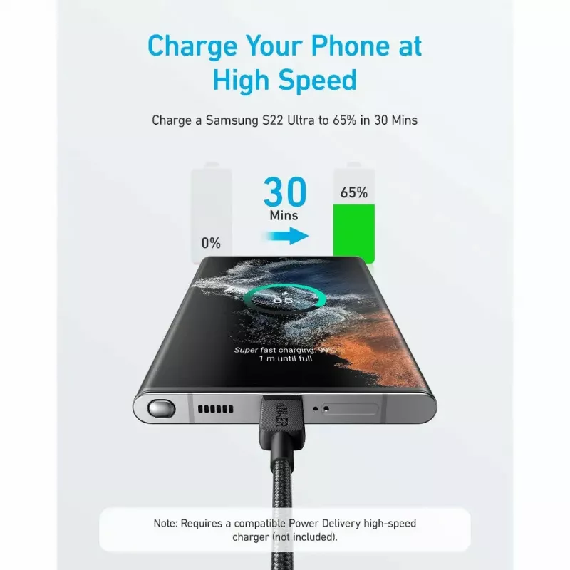 Cavo USB Anker 322 1,8 m USB C ricarica rapida trasferimento dati