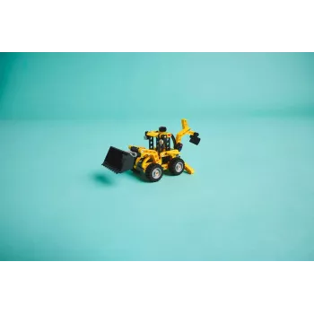 Set da costruzione LEGO Technic Backhoe Loader 42197 — sterzo articolato, caricatore funzionante, 104 pezzi, età consigliata 7+