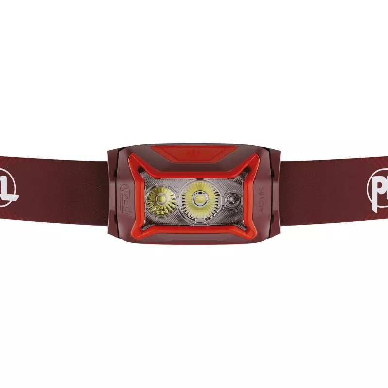 Lampada frontale Petzl Actik Core — LED, 100 lm, batteria ricaricabile USB integrata 1250 mAh, IPX4, rossa