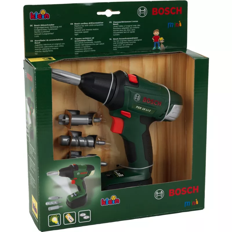 Theo Klein 8567 Bosch avvitatore a batteria | trapano avvitatore a batteria con punte girevoli e intercambiabili | luce e suono | dimensioni: