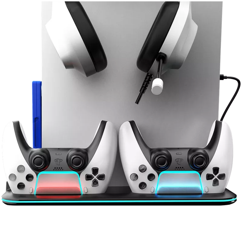 Supporto di raffreddamento CANYON CS-51 RGB per PS5 slim nero con doppia stazione di ricarica per controller