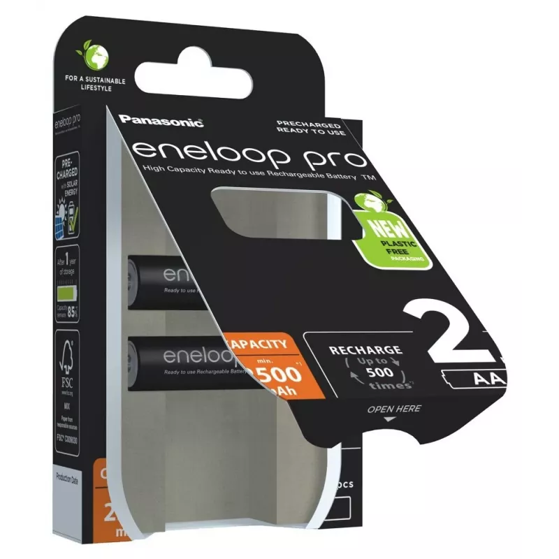 Batterie ricaricabili PANASONIC ENELOOP PRO AA 2500 mAh 2 pezzi (BK-3HCDE/2CP)