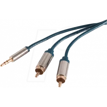 Cavo audio shiverpeaks SP30833-schlank 3 m 3,5 mm a 2 x RCA blu - cromo (SP30833-schlank)