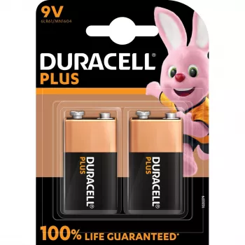 Batteria Duracell Plus 9V (MN1604) — confezione da 2, 0,102 kg peso totale