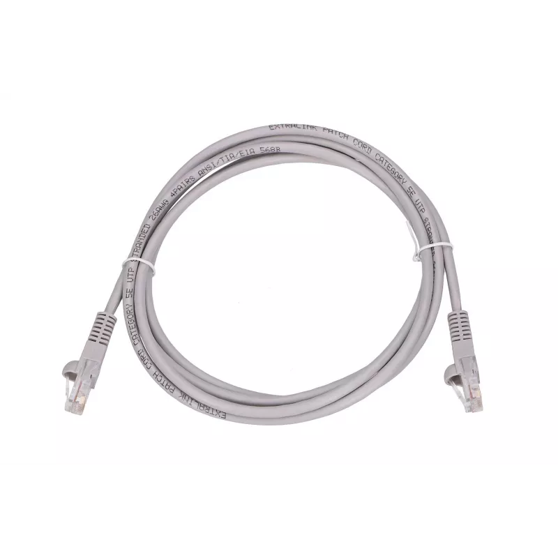 Cavo patch LAN Extralink Cat.5e UTP 2 m, RJ-45 a RJ-45, grigio
